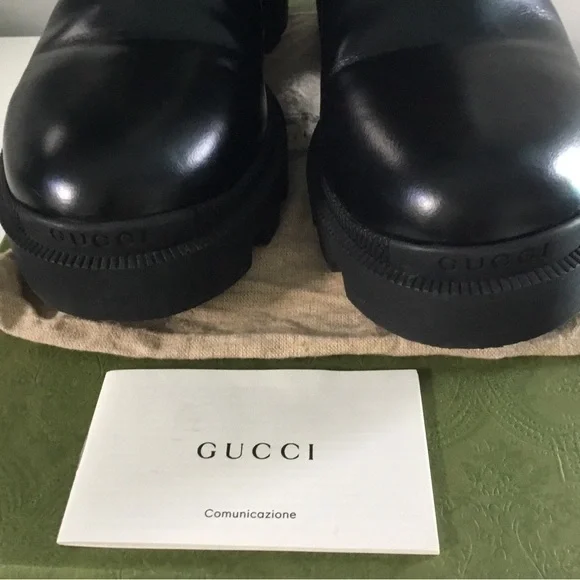 Gucci Leather Boots with Crystal  And GG Logo Ankle Belt - Picture 6 of 16